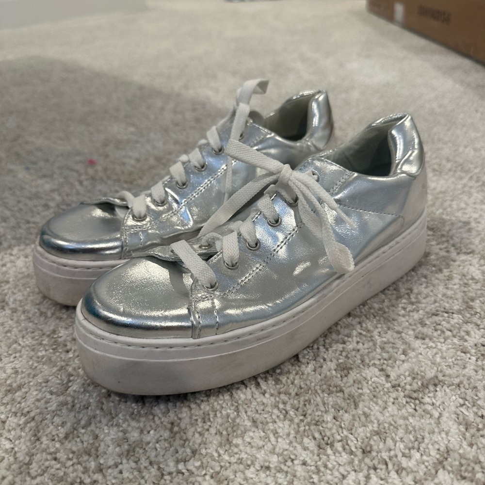 ASOS Metallic Silver Platform Sneakers